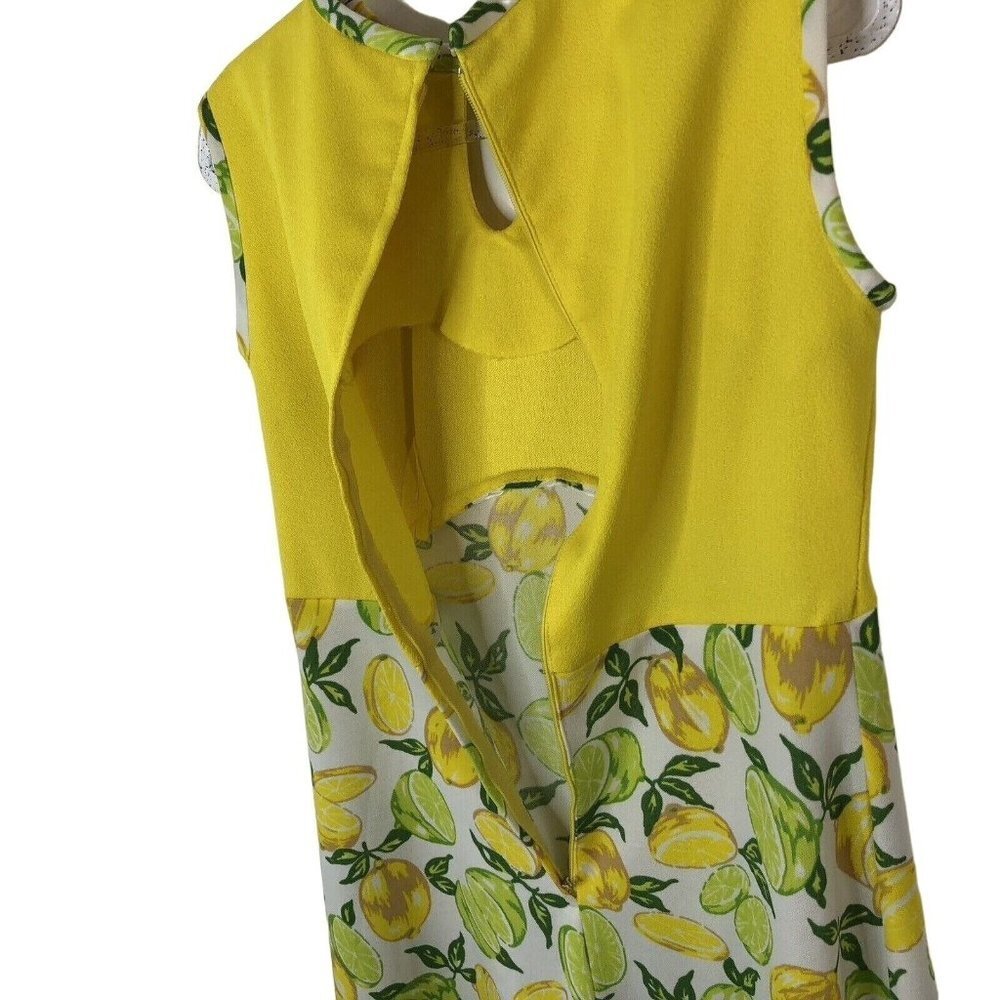 Vtg Handmade Womens Sleeveless Maxi Dress Size M Yellow Lemons Limes 1960s 1970s - Picture 7 of 13